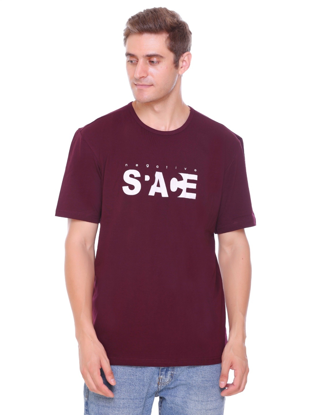 

Colors and Blends Typographic Round Neck Cotton T-shirt, Maroon