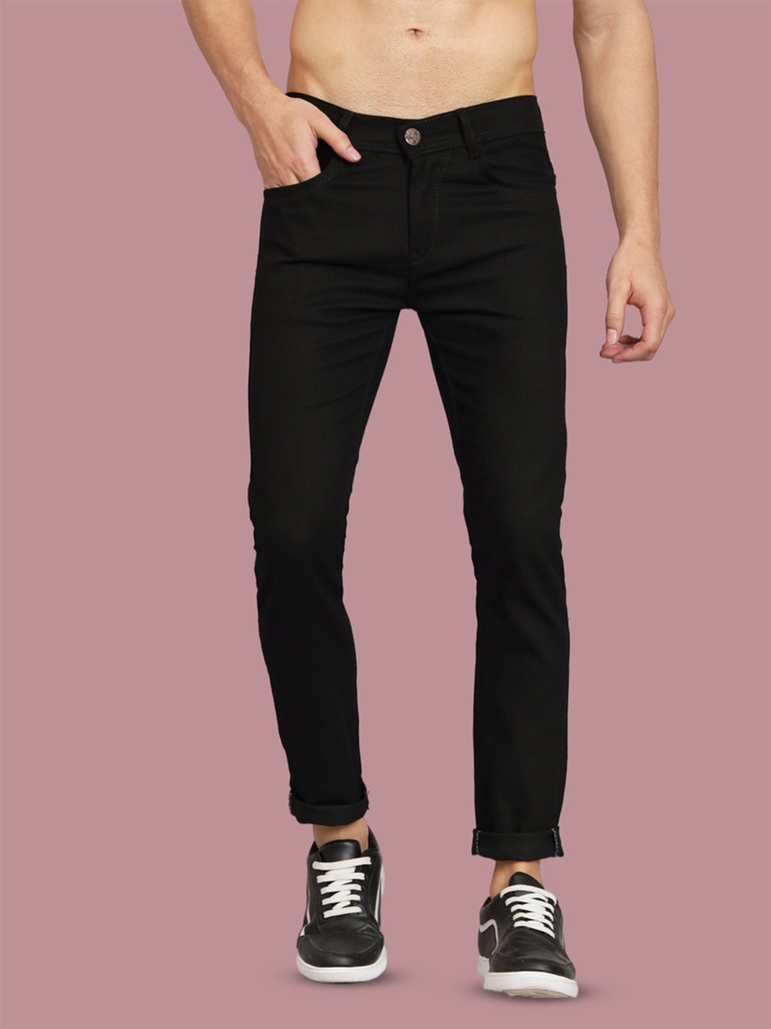 

COMFITS Men Classic Stretchable Mid-Rise Jeans, Black