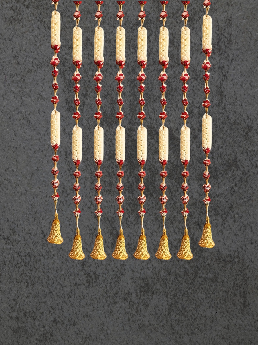 

RR Crafts 8 Pieces Red & Yellow Mogra Flower Traditional Hanging Latkan Festive Decor