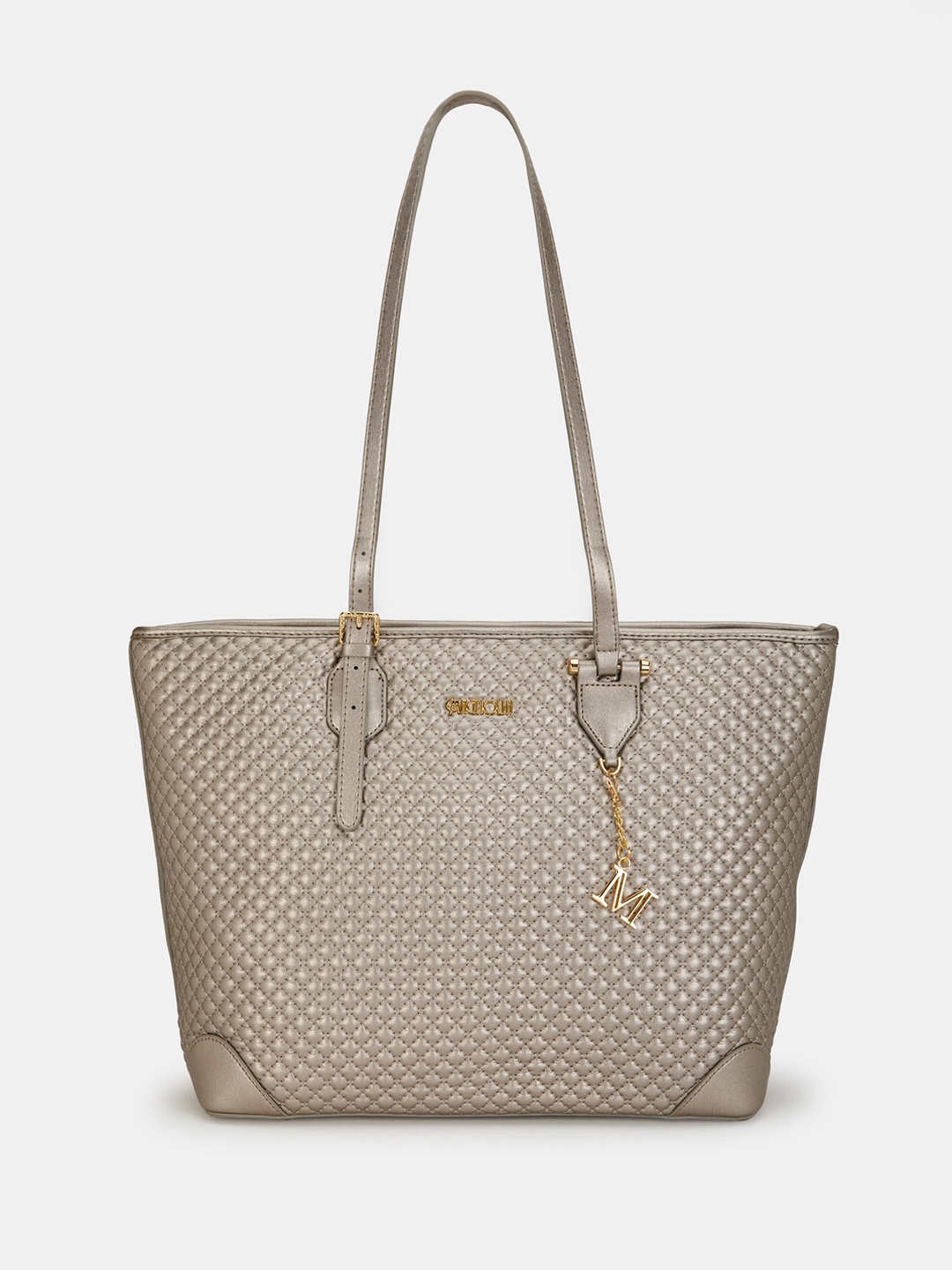 

MAGNOLIA Geometric Textured PU Handheld Bag With Quilted, Brown