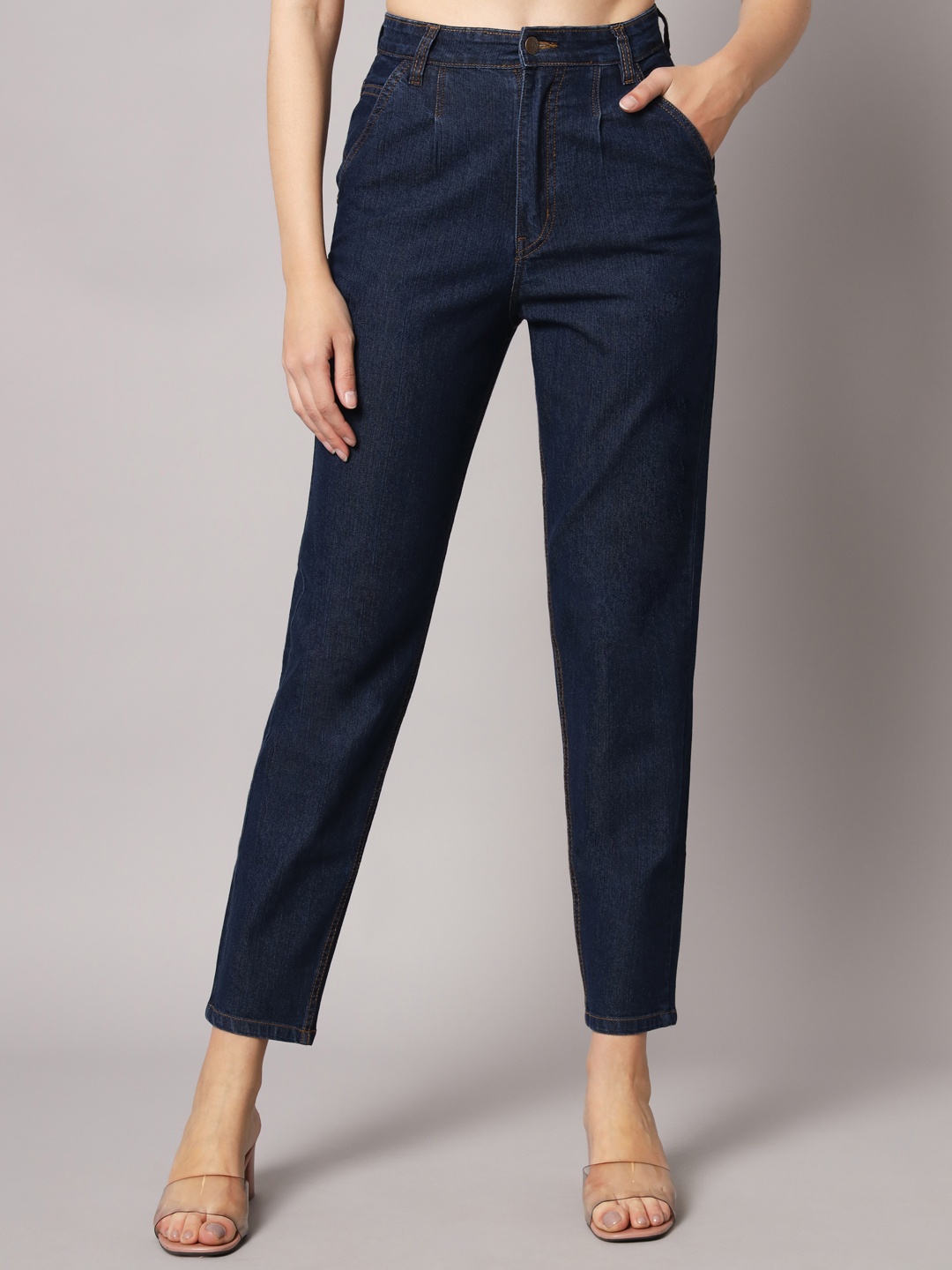 

Mast & Harbour Women Cotton Slim Fit High-Rise Stretchable Jeans, Blue