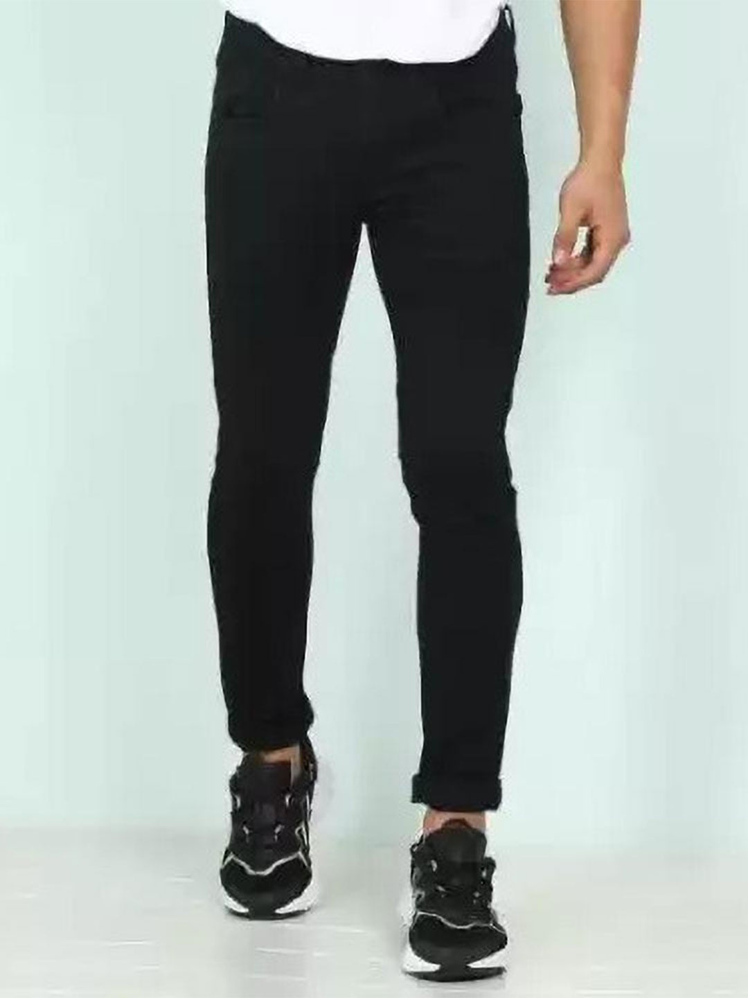 

COMFITS Men Regular Fit Classic Clean Look Stretchable Jeans, Black