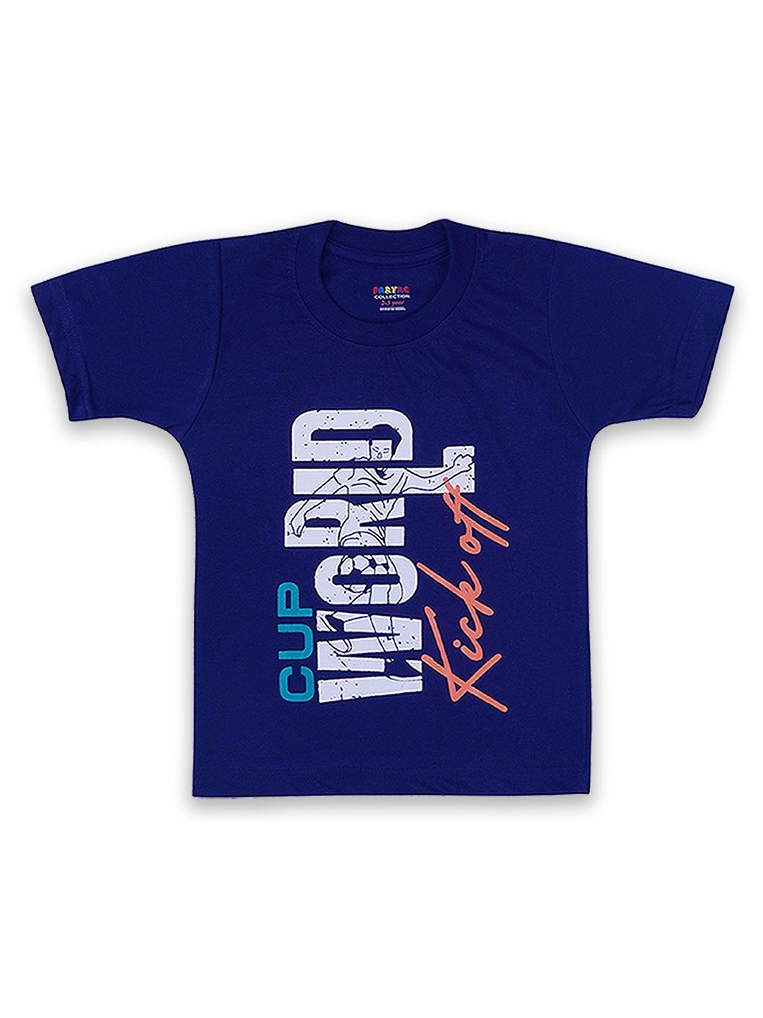

PARYAG Boys Typography Printed V-Neck Regular Fit T-shirt, Navy blue