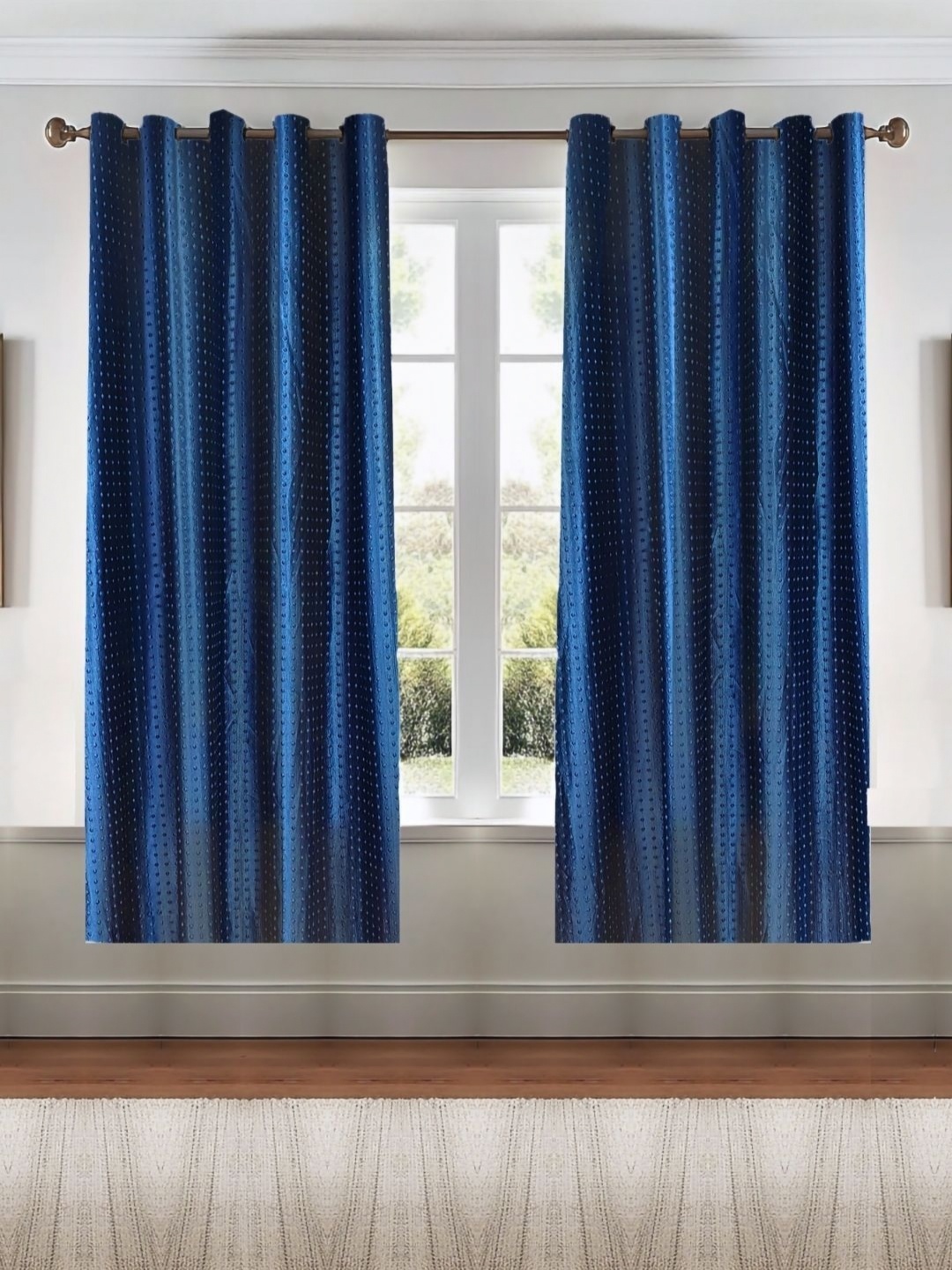 

Kanodia Poly Fab Navy Blue 2 Pieces Room Darkening Window Curtain