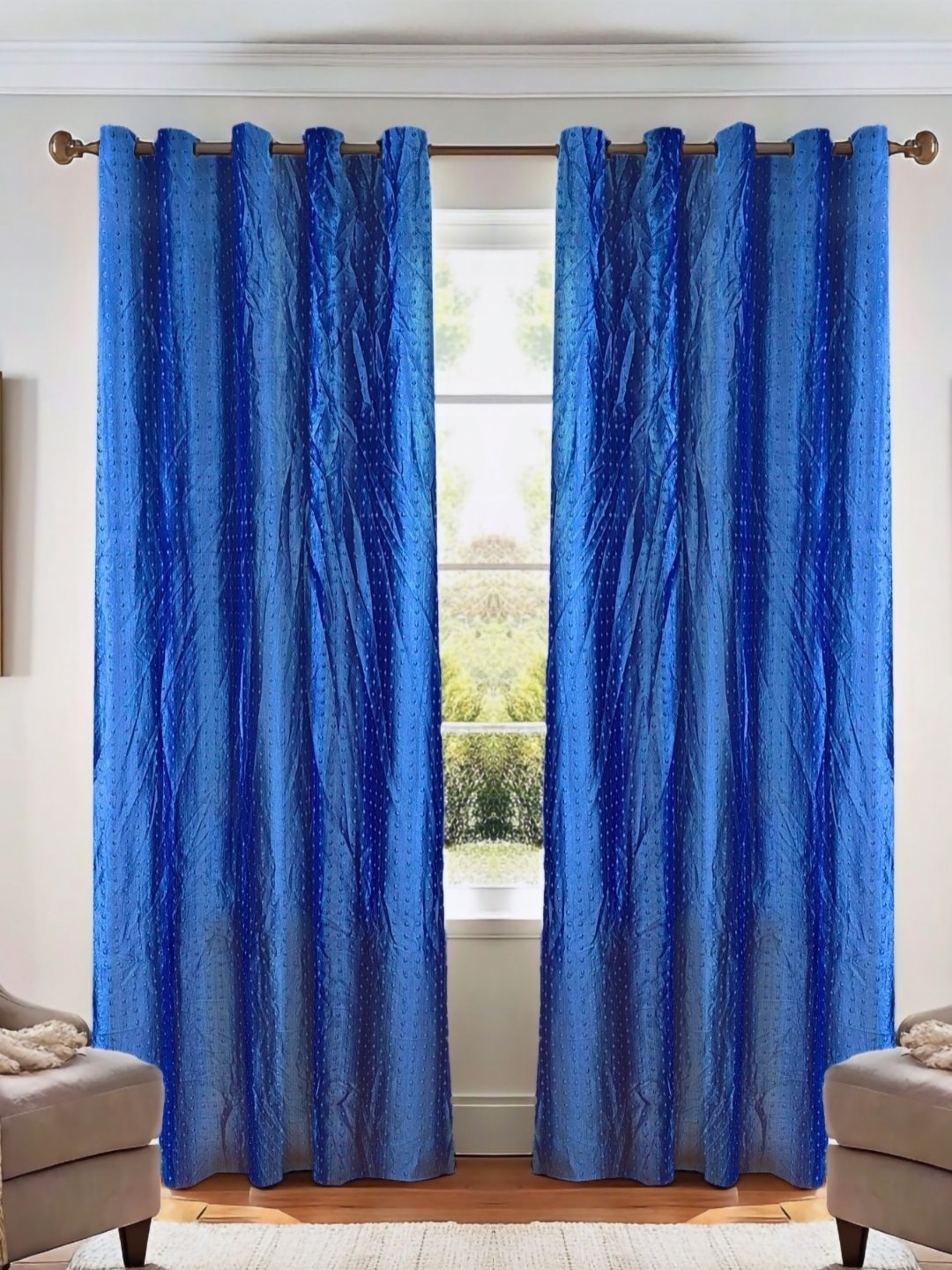 

Kanodia Poly Fab Blue 2 Pieces Room Darkening Long Door Curtain