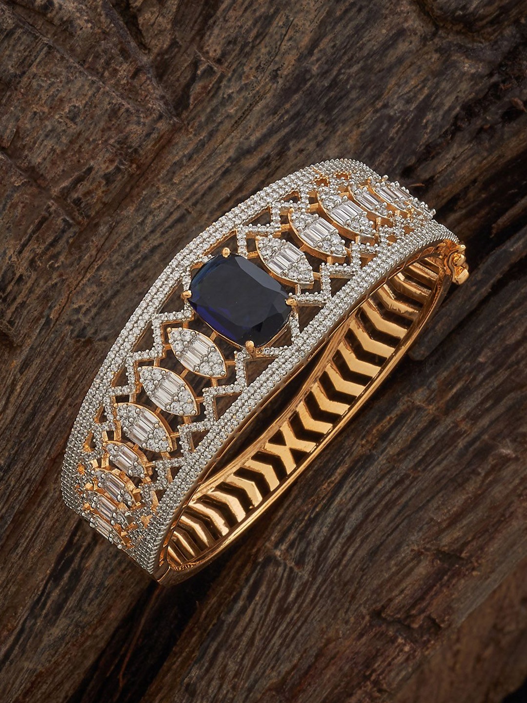 

Kushal's Fashion Jewellery Sapphire Gold-Plated Party Zircon Kada