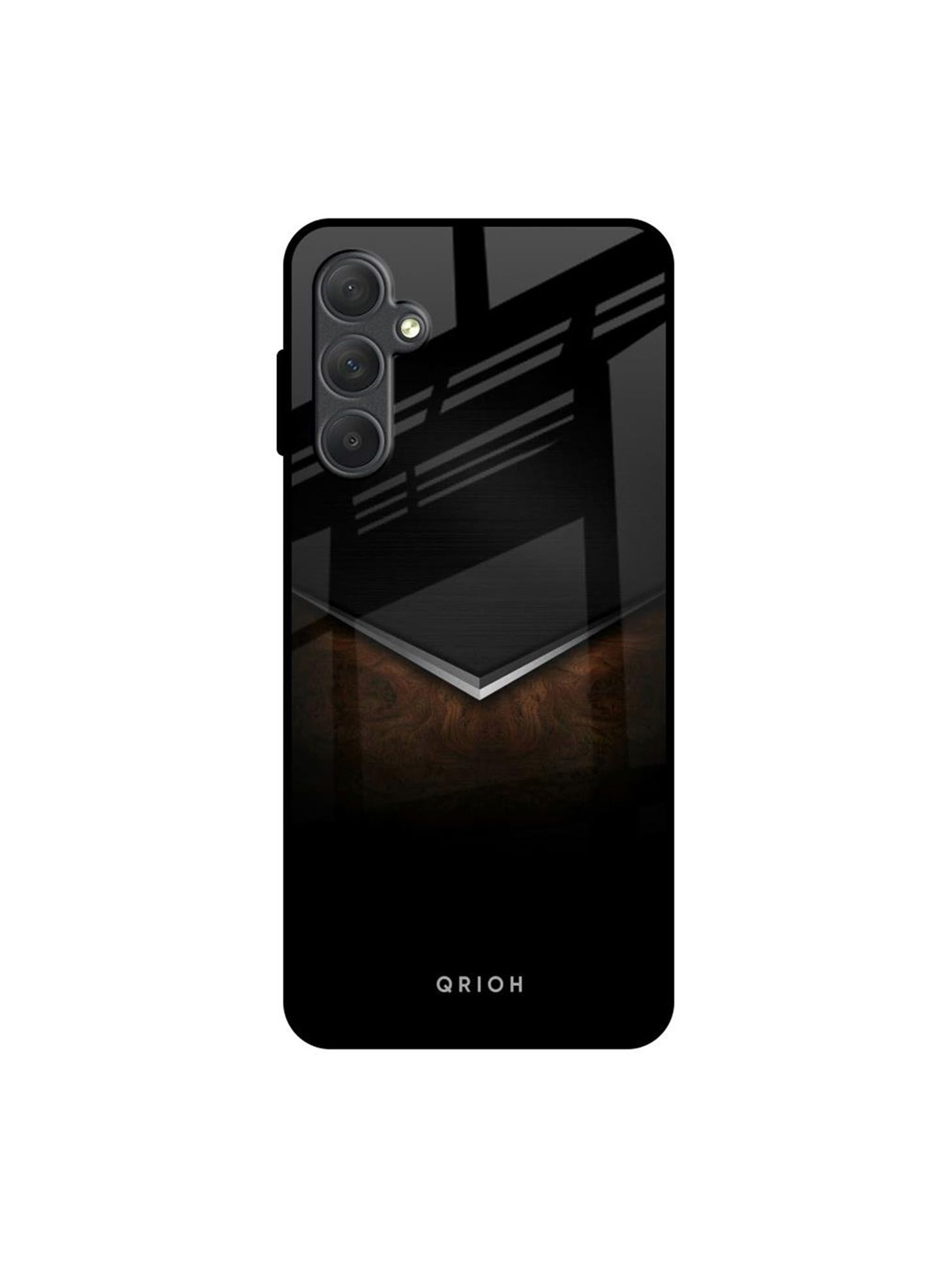 

QRIOH Dark Walnut Real Samsung Galaxy M54 5G Impact Resistant Back Case, Black