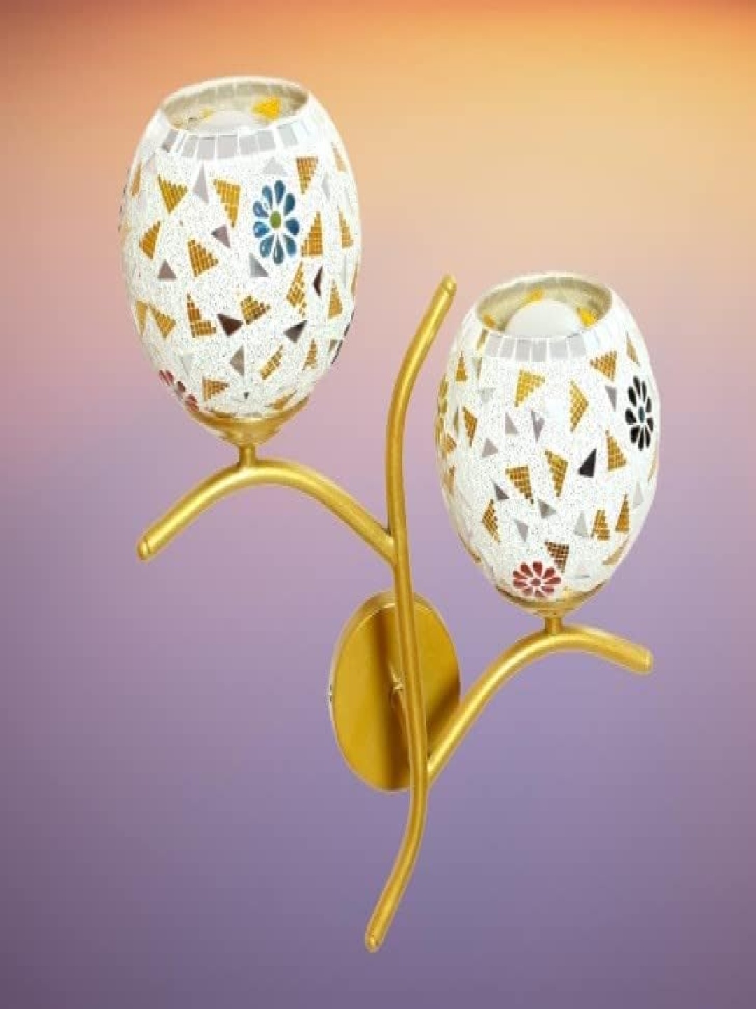 

KINIS Gold-Toned & White Printed Metal Quirky Abstract Shaped Wall Lamp