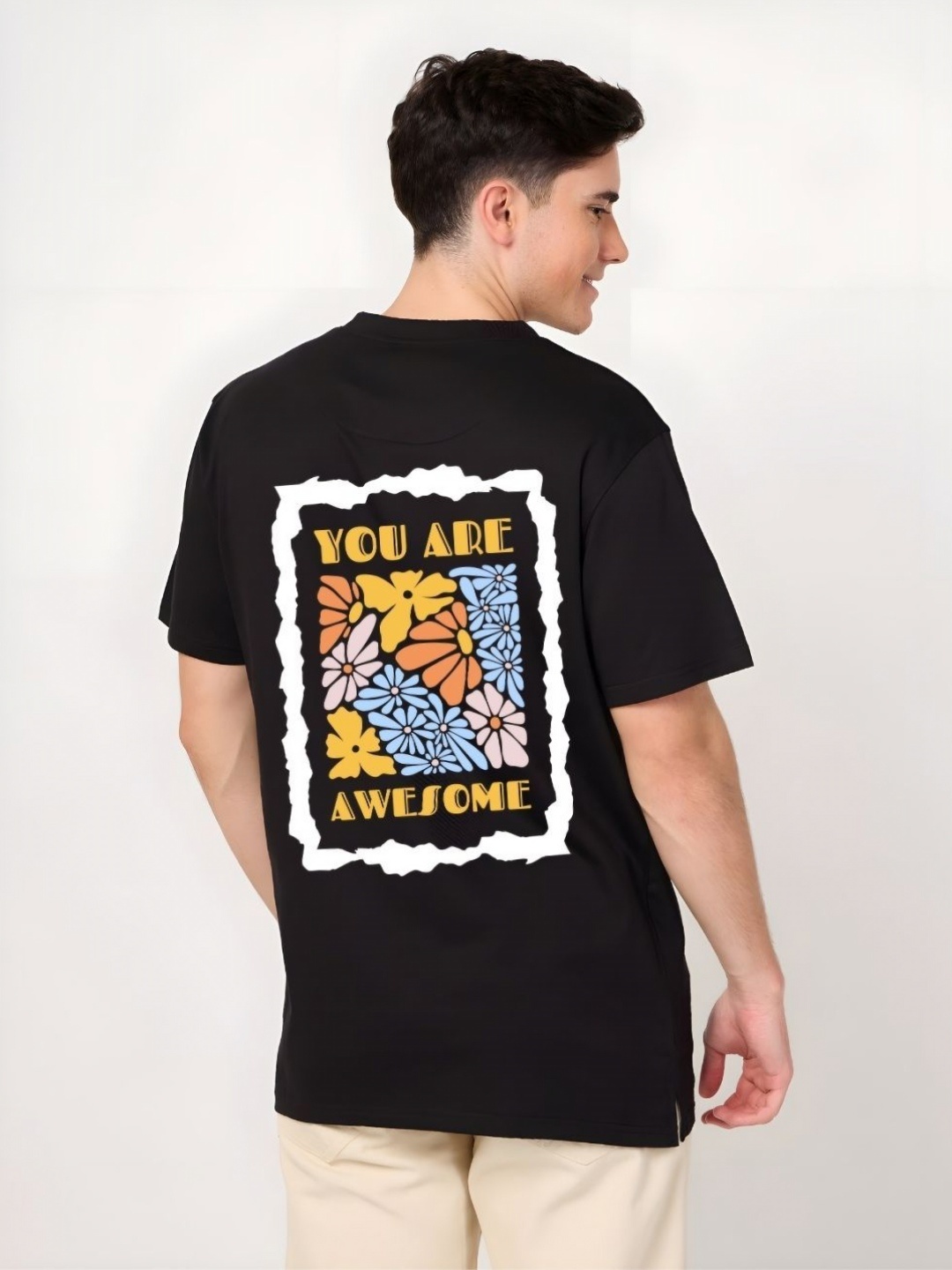 

SZN Men Graphic Printed Round Neck Cotton T-shirt, Black
