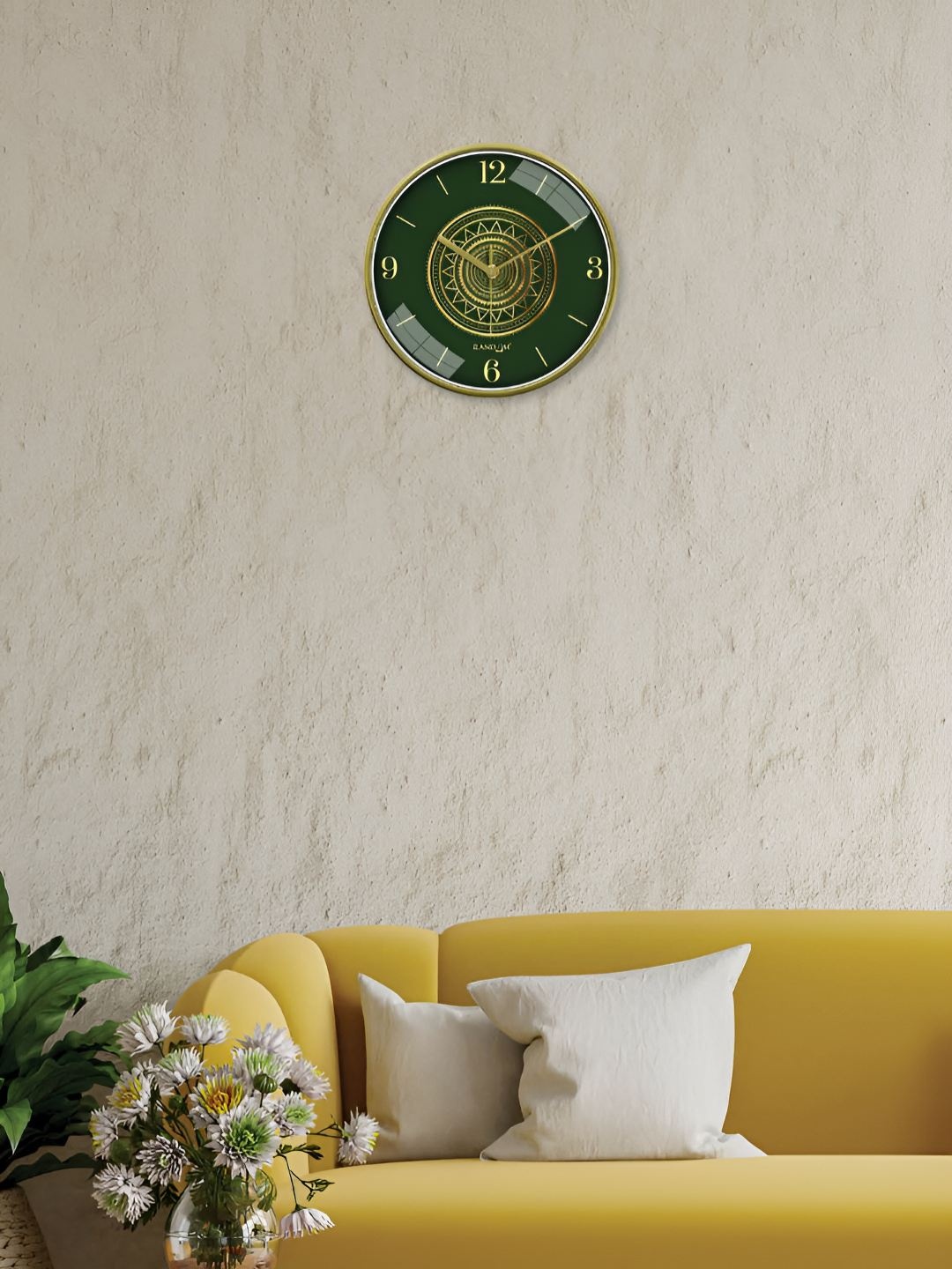 

RANDOM Yellow & Green Printed Round Contemporary Wall Clock