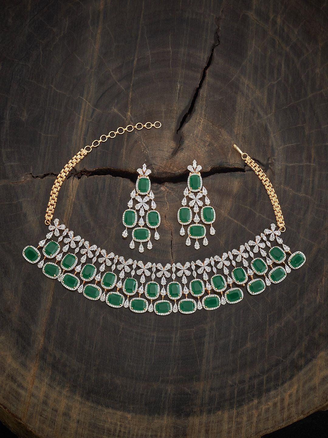 

Kushal's Fashion Jewellery Gold-Plated Zircon Studded Party Jewellery Set