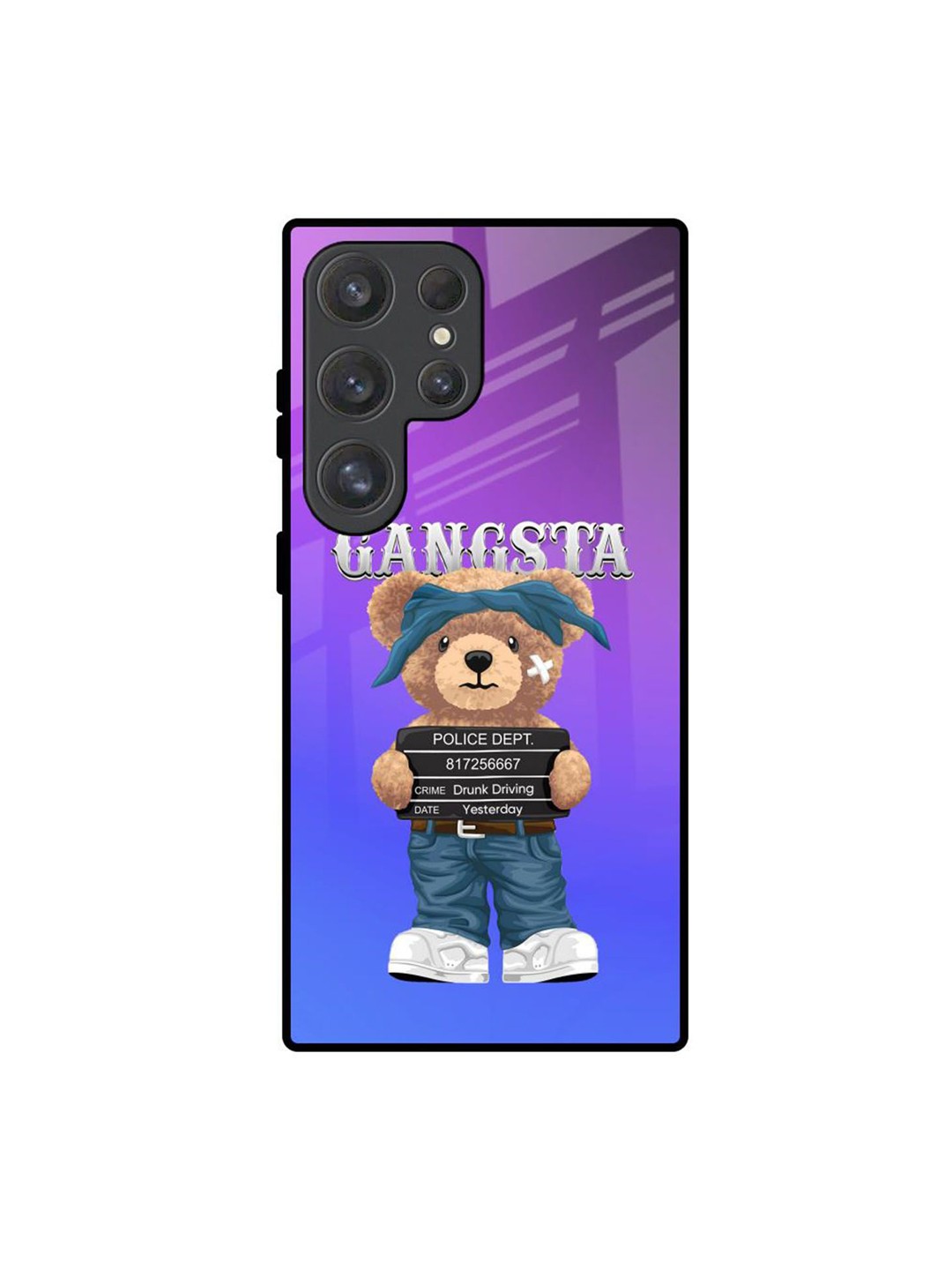 

QRIOH Gangsta Bear Samsung Galaxy S25 Ultra Impact Resistant Back Case, Purple