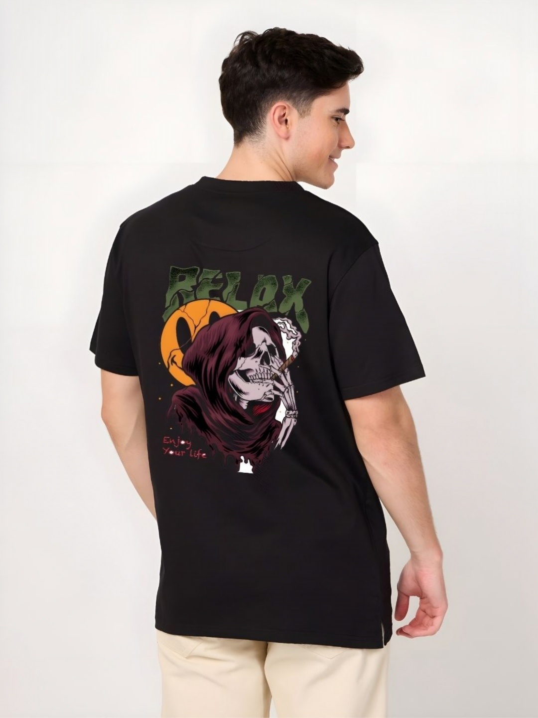 

SZN Men Graphic Printed Round Neck Cotton T-shirt, Black