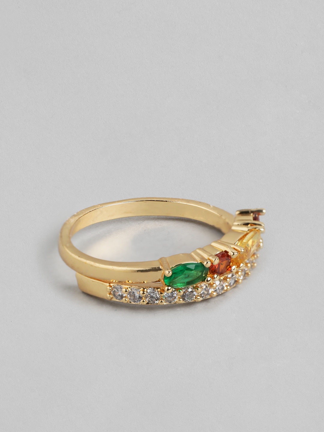 

DressBerry Stone Studed Finger Ring, Gold