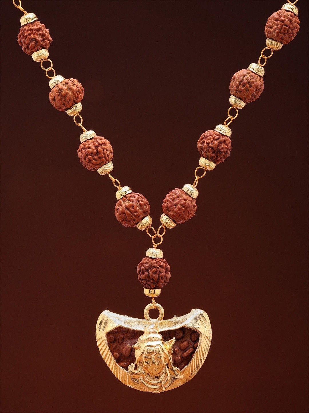 

Exotic India Lord Shiva Rudraksha Mala Necklace, Gold