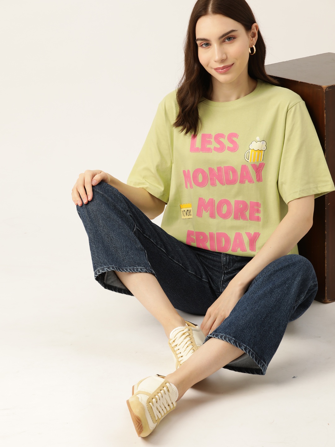 

DressBerry Typographic Printed Round Neck T-shirt, Green