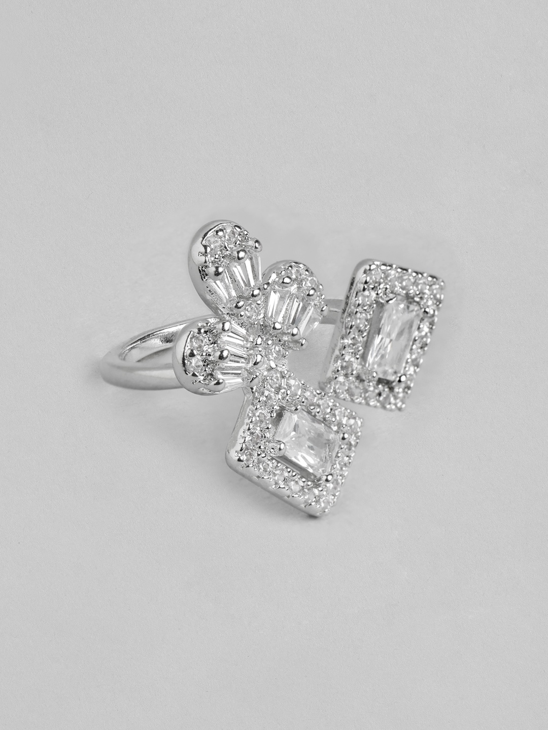 

DressBerry Stone Studed Finger Ring, Silver