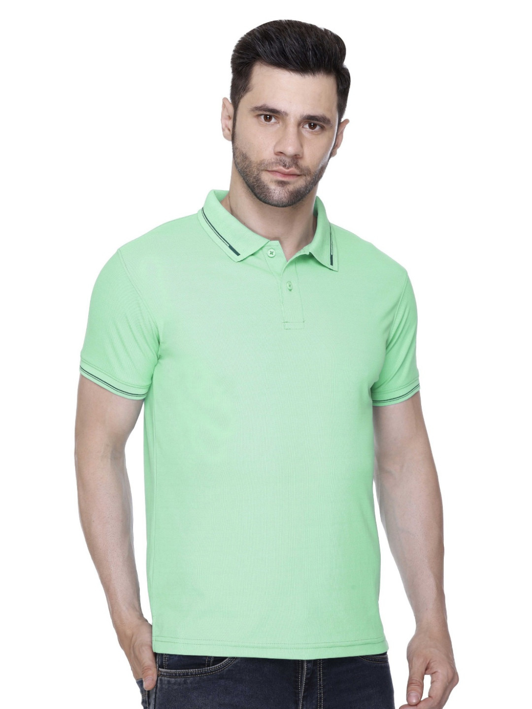 

Colors and Blends Polo Collar Cotton T-shirt, Green