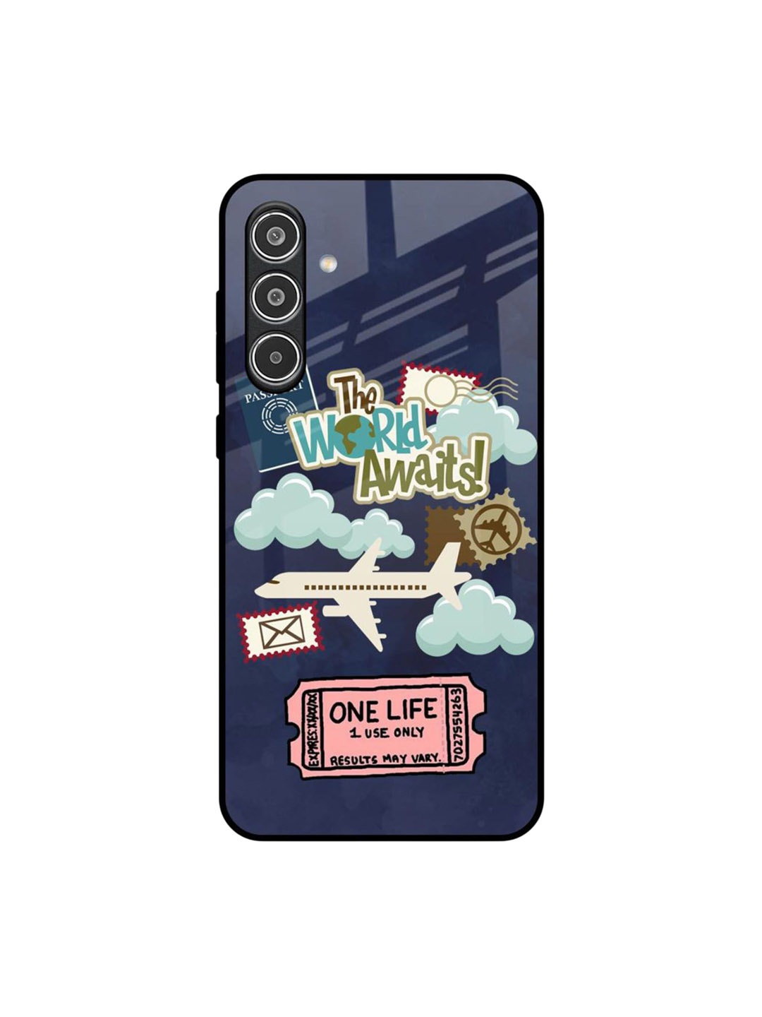 

QRIOH Floral Tour The World Samsung Galaxy A56 5G Back Case, Navy blue