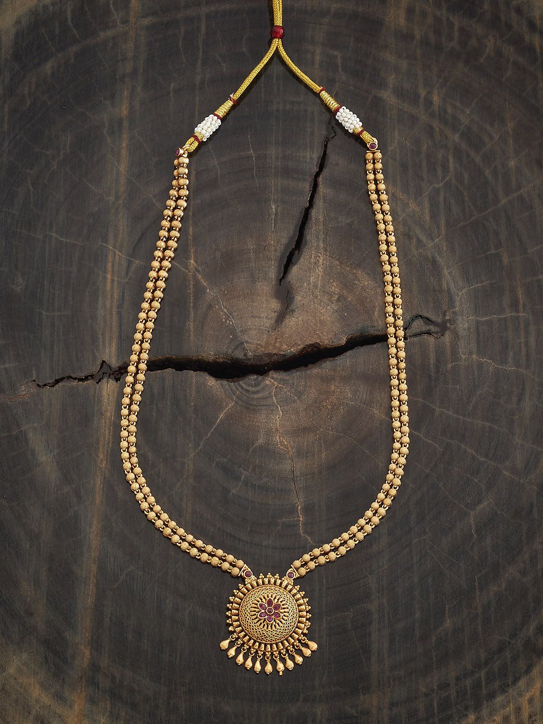 

Kushal's Fashion Jewellery Copper Gold-Plated Artificial Stones Studded Necklace