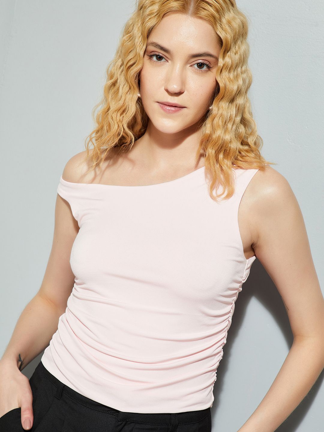 

max Women Shoulder Straps Fitted Top, Pink