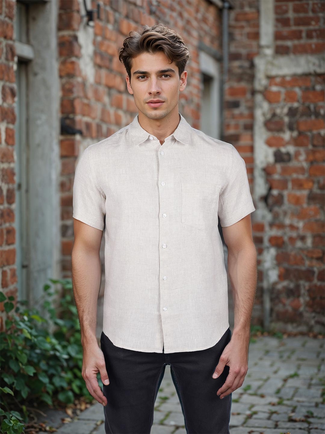 

Celio Classic Regular Fit Opaque Linen Casual Shirt, Off white