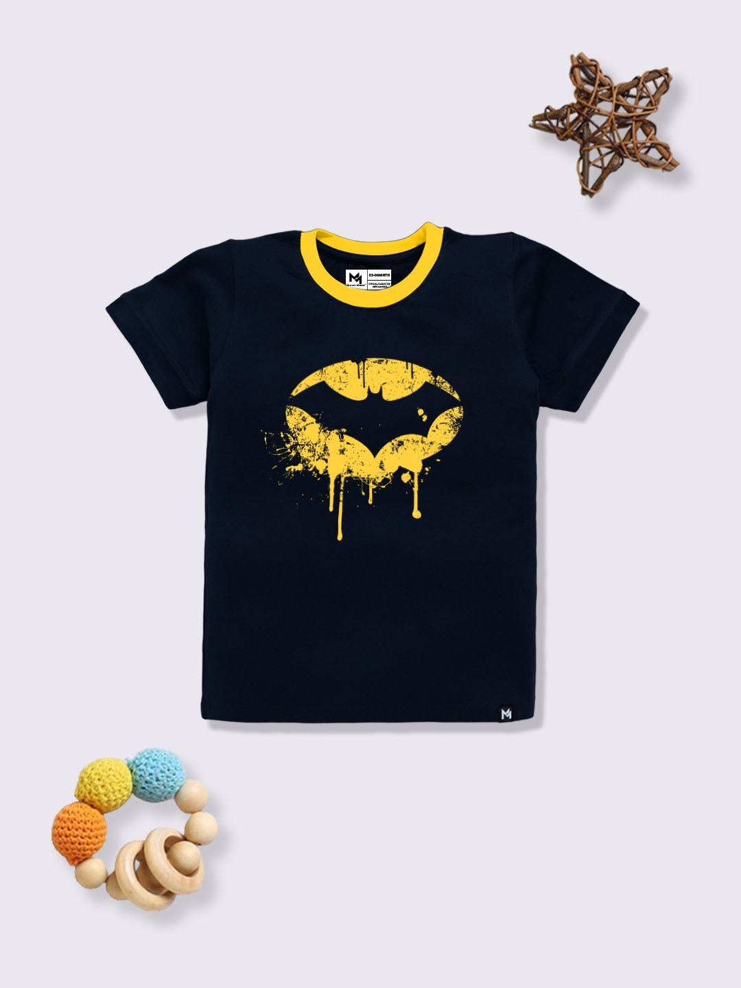 

YK X Minute Mirth Boys Batman Printed T-shirt, Navy blue