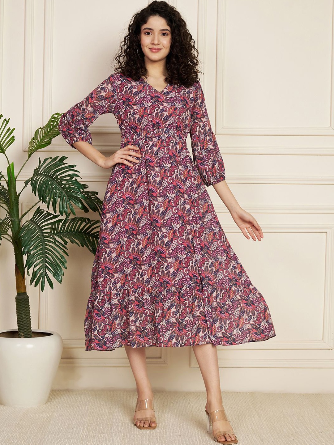 

Fbella Paisley Print Chiffon Maxi Midi Dress, Multi