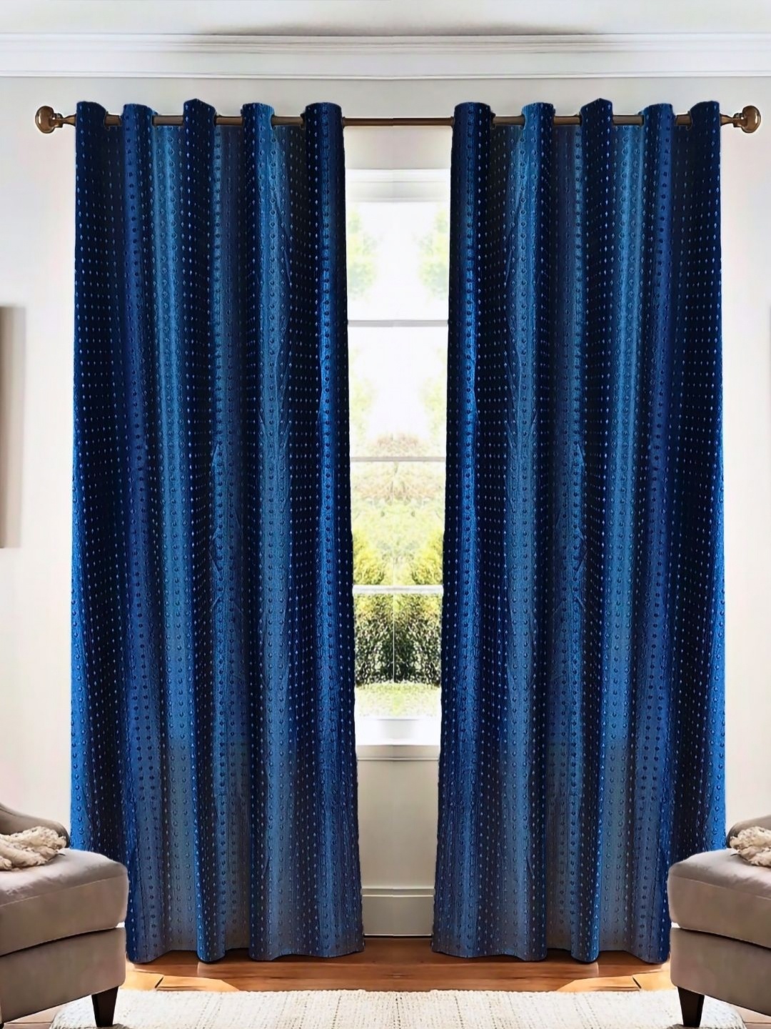 

Kanodia Poly Fab Navy Blue 2 Pieces Room Darkening Long Door Curtain