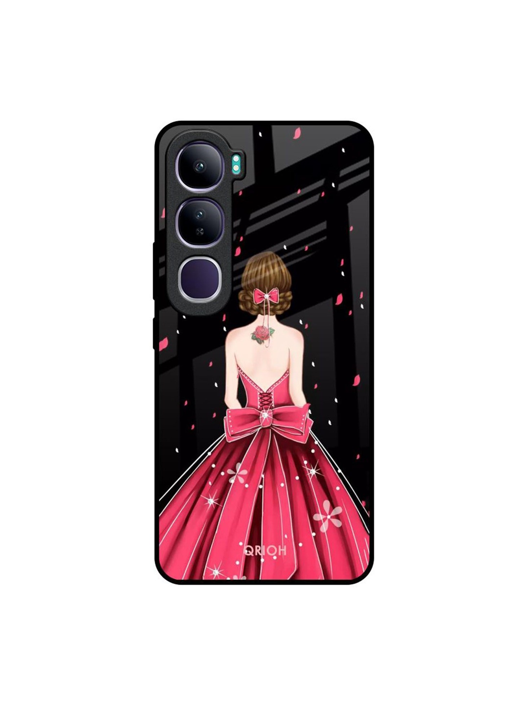 

QRIOH Fashion Princess Vivo Y300 5G Impact Resistant Back Case, Black