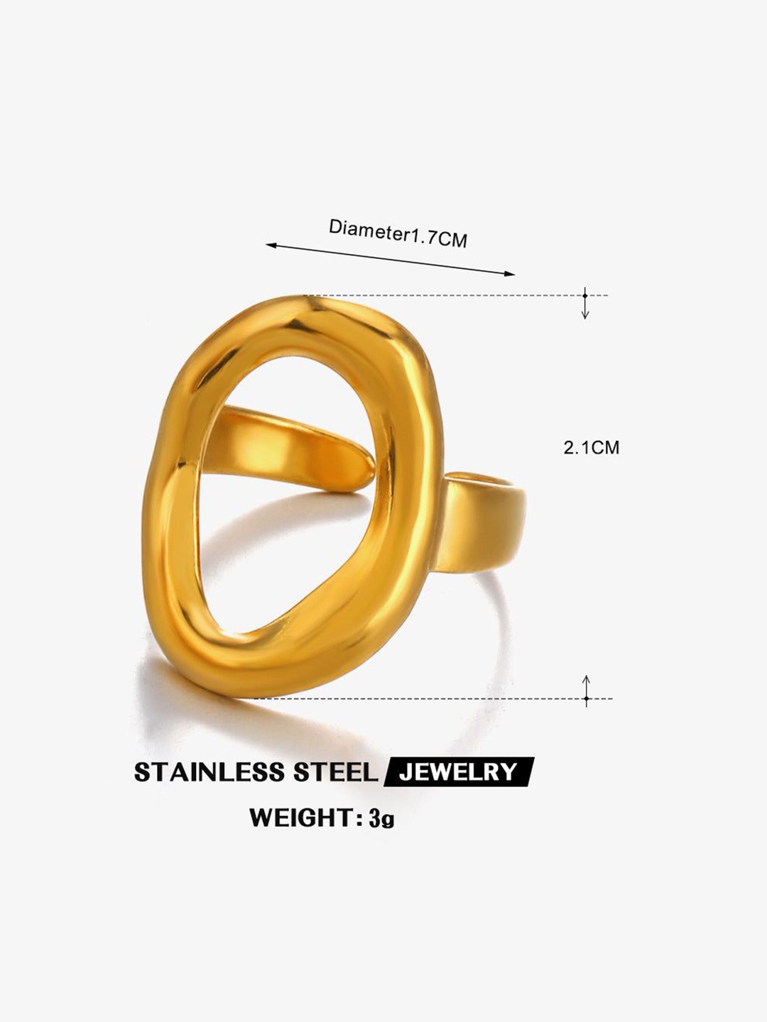 

Just Lil Things Stainless Steel Contemporary Circular Finger Ring, Gold