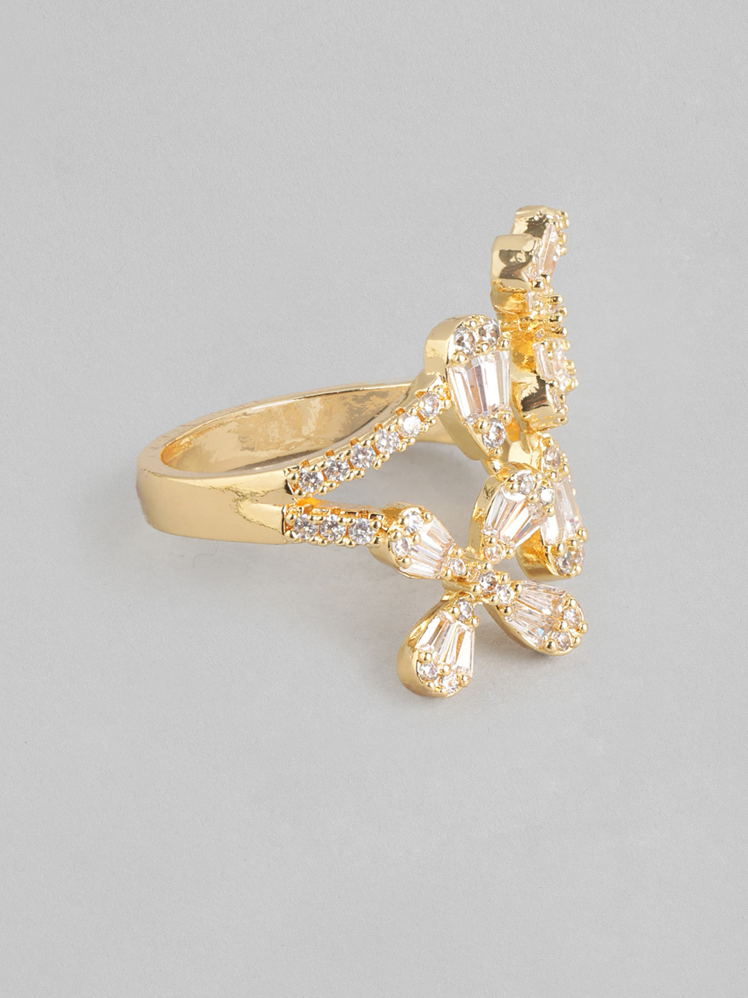 

DressBerry Stone Studed Floral-Shaped Finger Ring, Gold