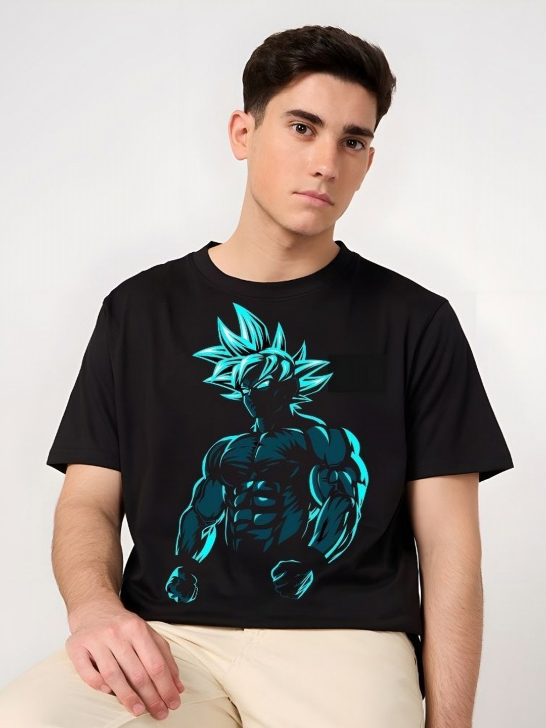 

SZN Men Dragon Ball Z Graphic Printed Round Neck Cotton T-shirt, Black