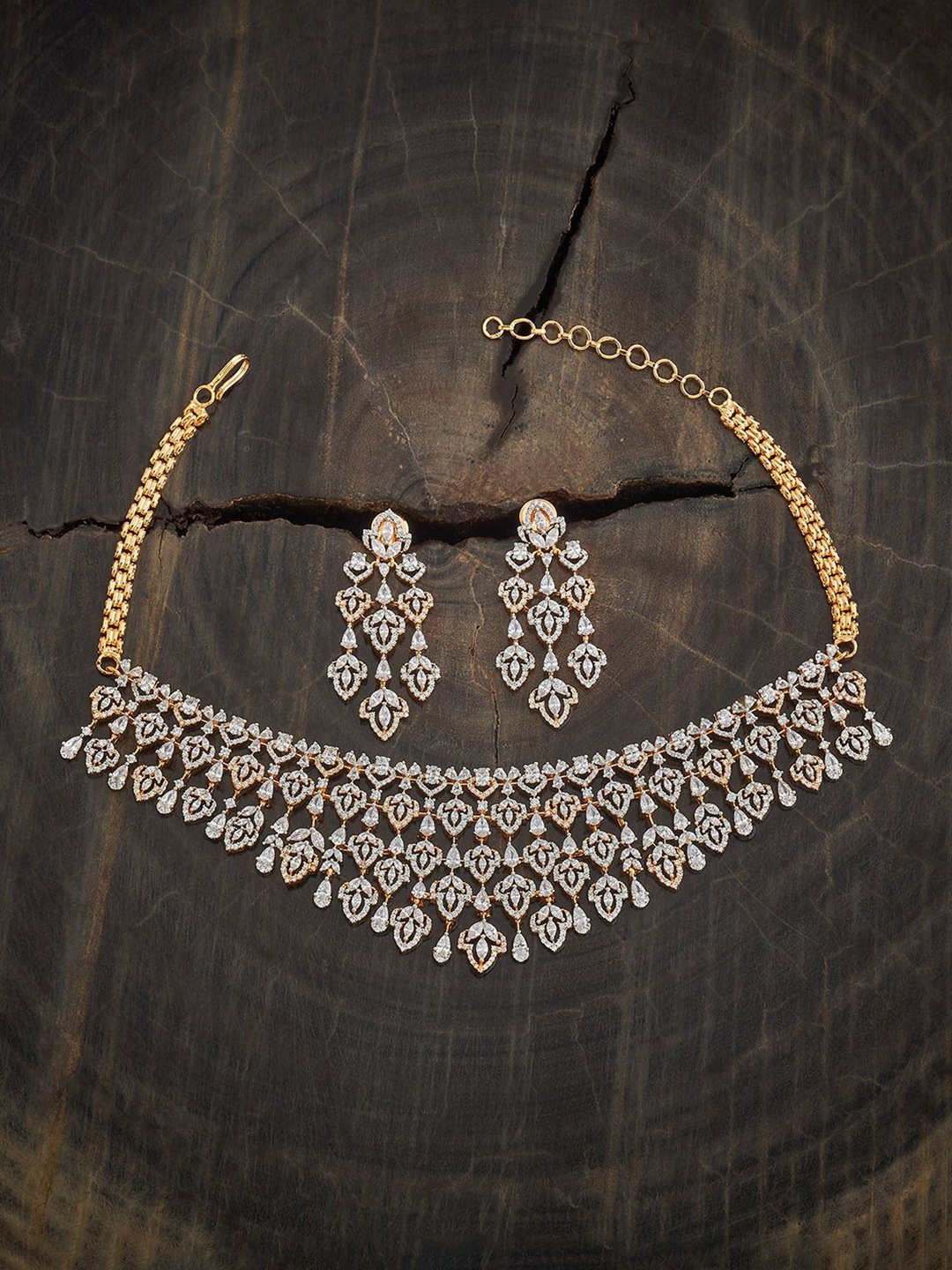 

Kushal's Fashion Jewellery Gold-Plated Zircon Studded Party Jewellery Set