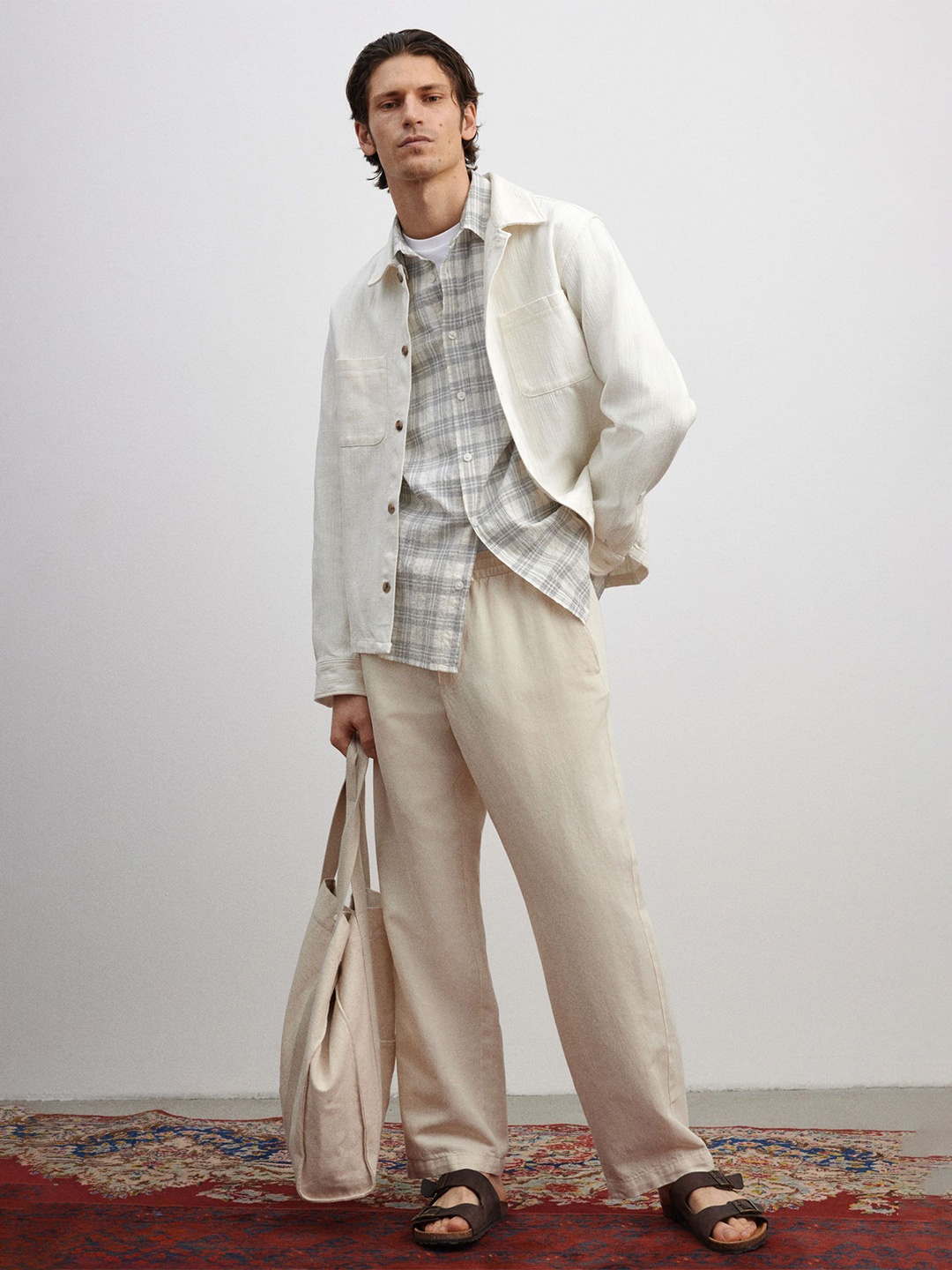 

H&M Regular Fit Textured Overshirt, White