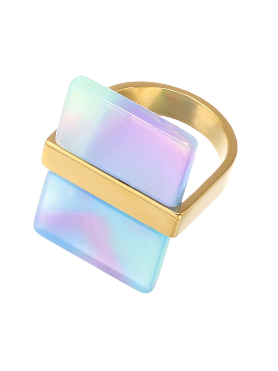 

Just Lil Things Rectangular Shaped U-Modal Finger Ring, Gold