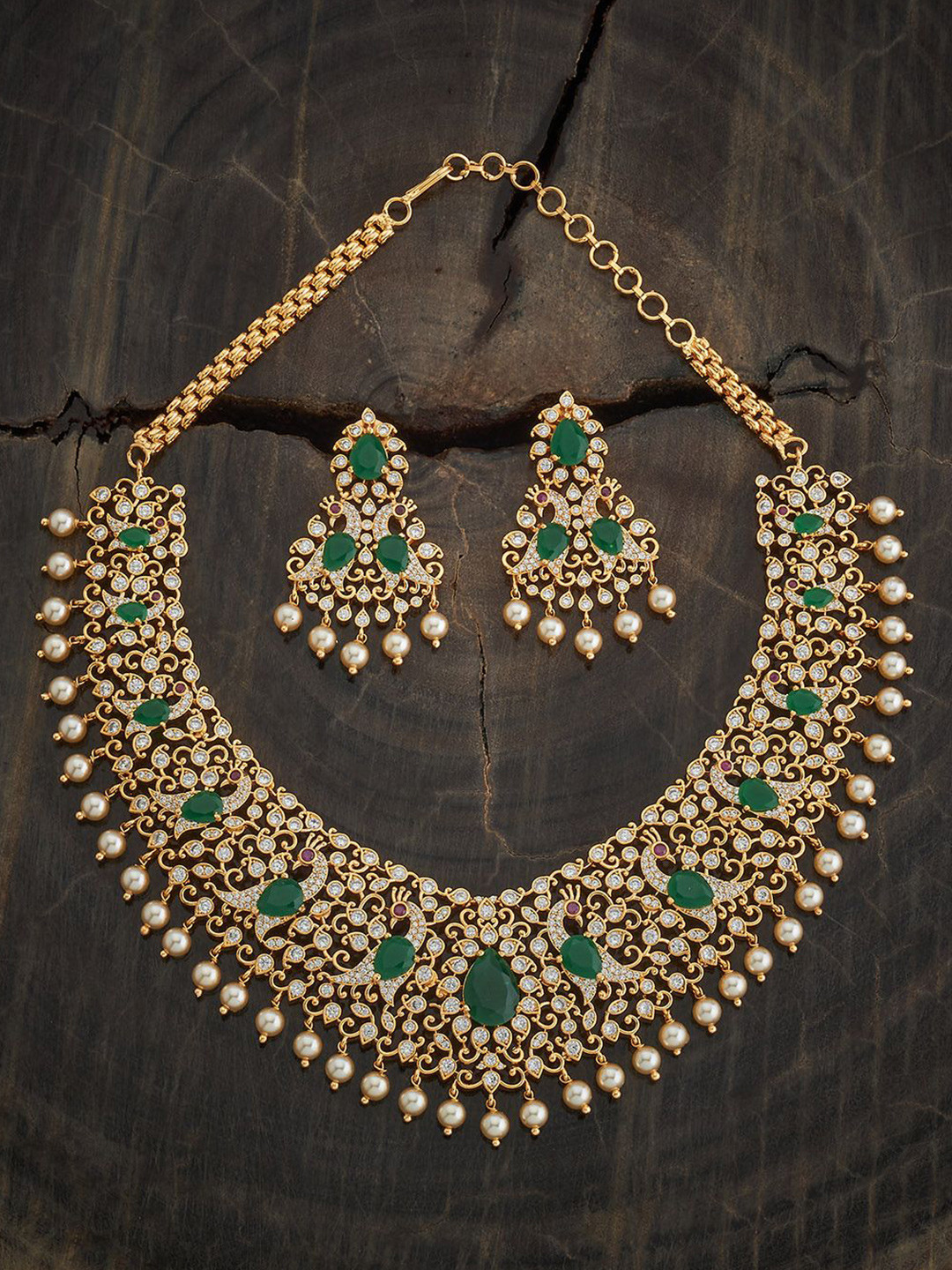 

Kushal's Fashion Jewellery Gold-Plated Zircon Studded Party Jewellery Set
