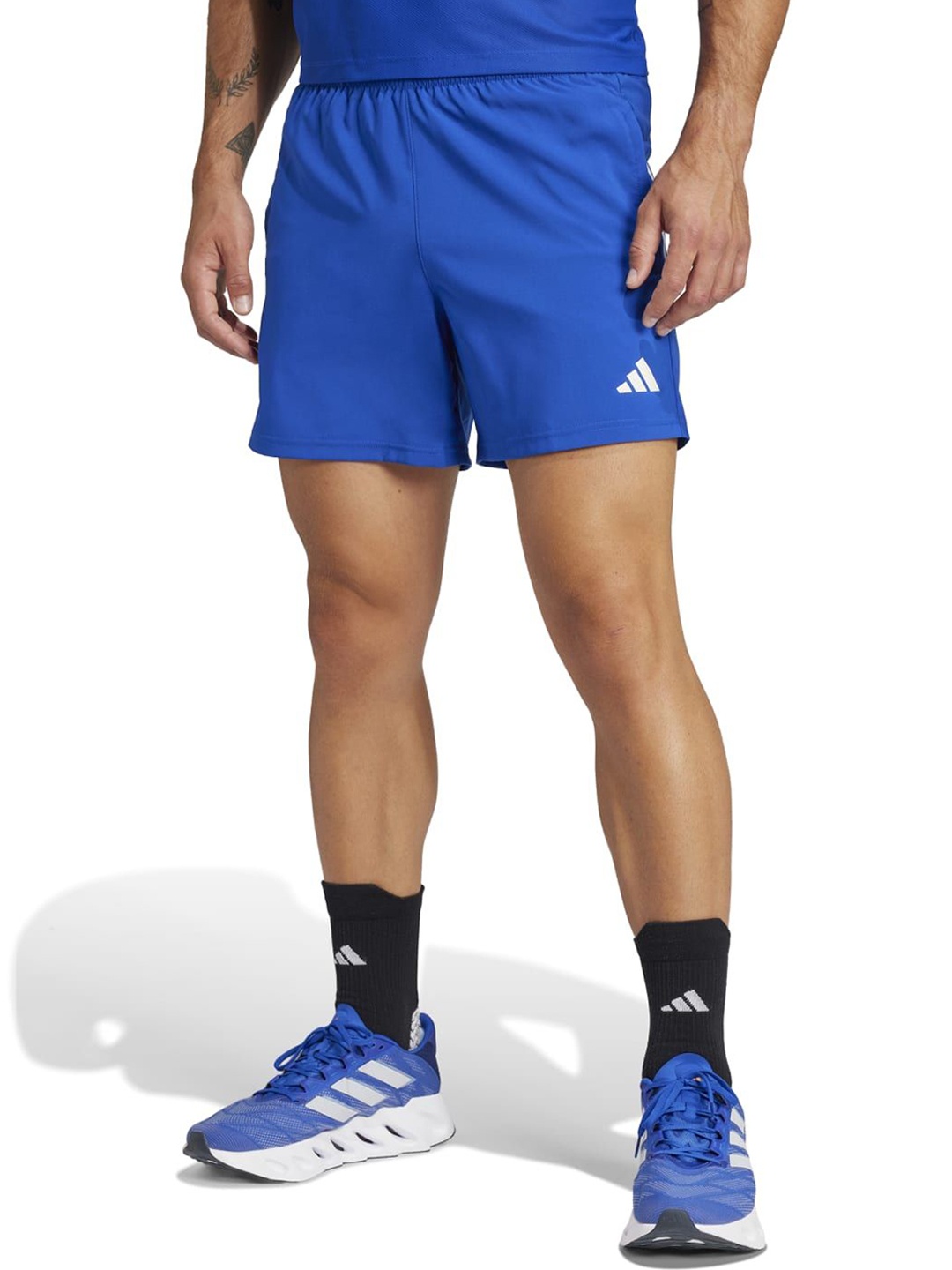 

ADIDAS OTR Men Brand Logo Printed Mid Rise Above Knee Length Shorts, Blue
