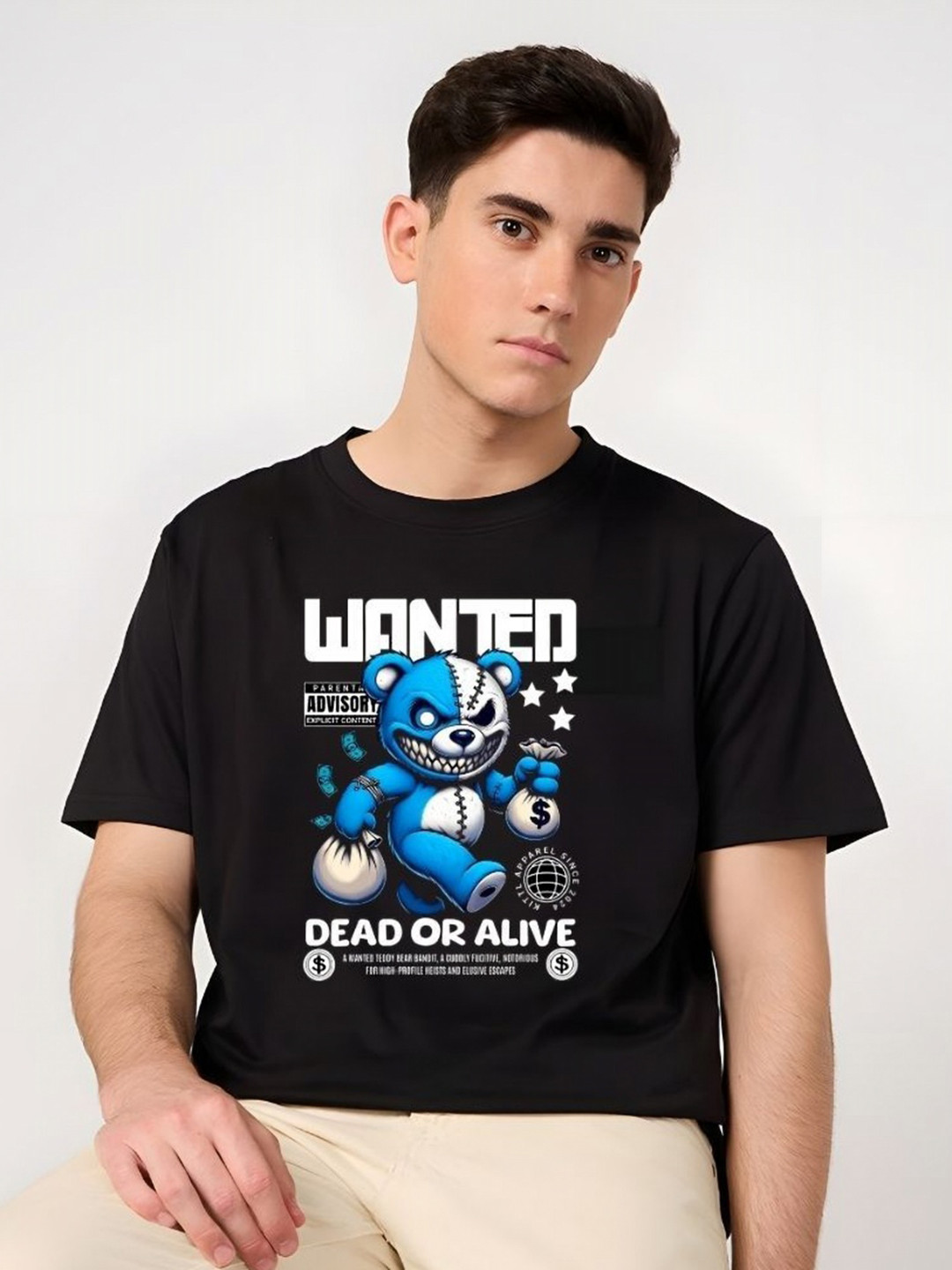 

SZN Men Graphic Printed Round Neck Cotton T-shirt, Black