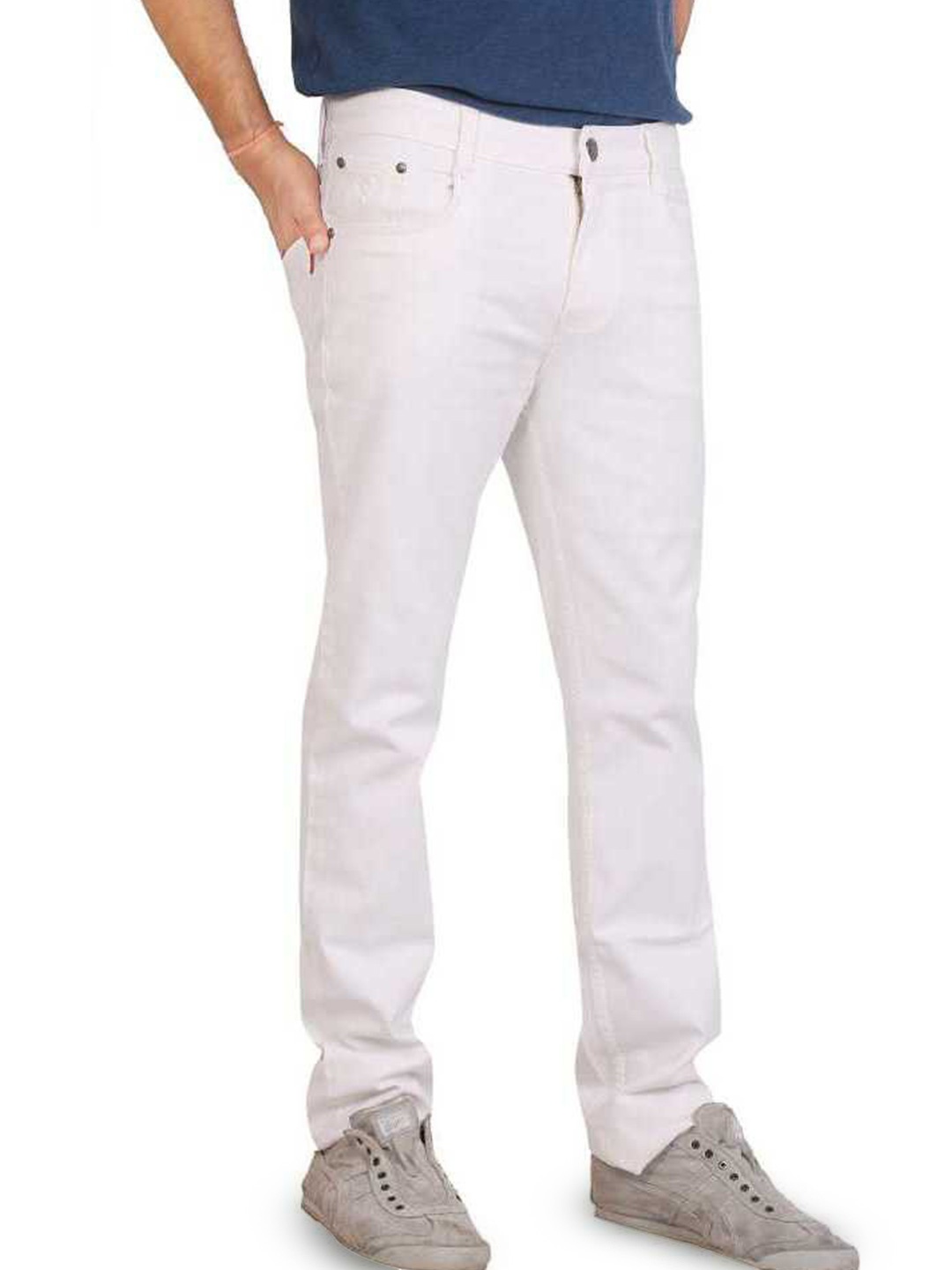 

COMFITS Men Classic Regular Fit Mid-Rise Jeans, White