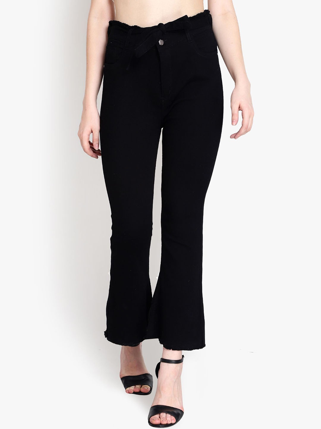 

1DAYJEANS Women Cotton Bootcut High-Rise Jeans, Black