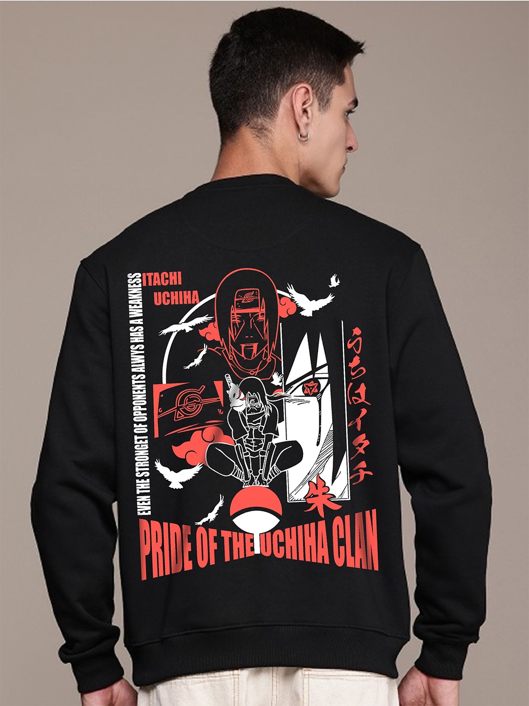 

Tees Da Men Printed Pullover Sweatshirt, Black