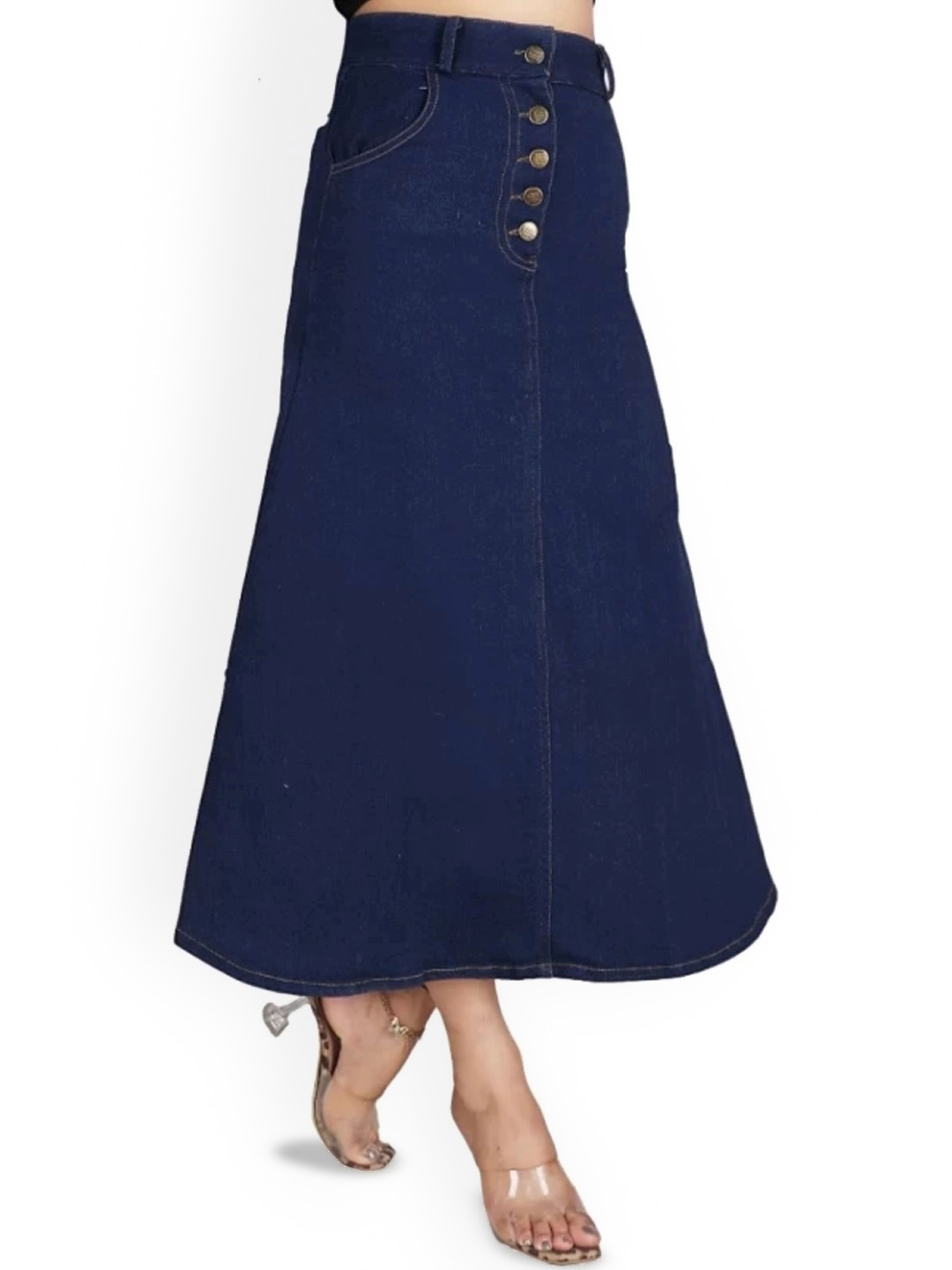 

Tripursundari Fashion Women A-Line Midi Skirt, Navy blue
