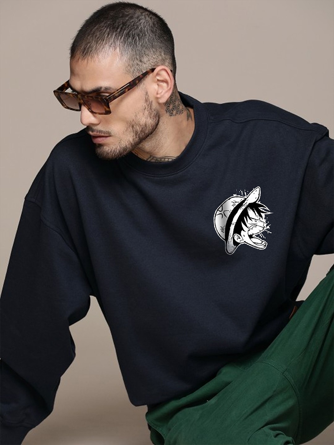 

Tees Da Men Round Neck Sweatshirt, Black