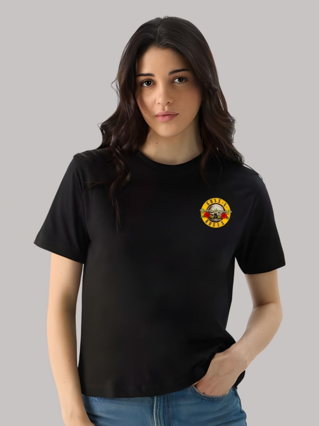 

SZN Women Graphic Printed Round Neck Cotton T-shirt, Black