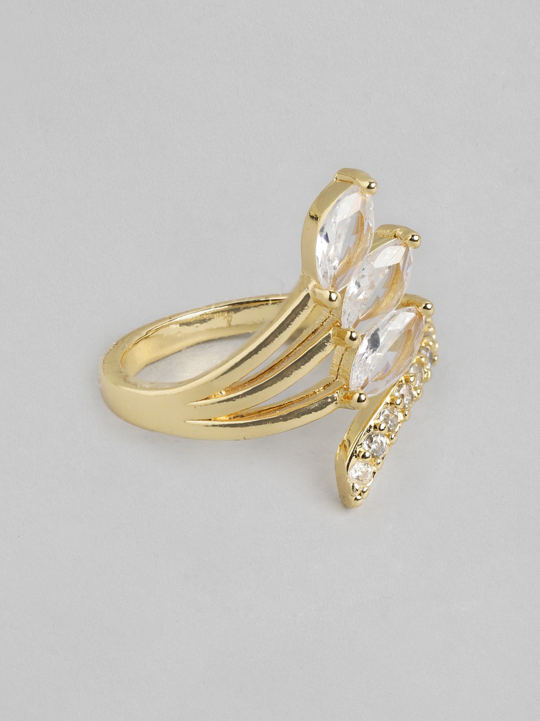 

DressBerry Women Stone-Studded Adjustable Finger Ring, Gold