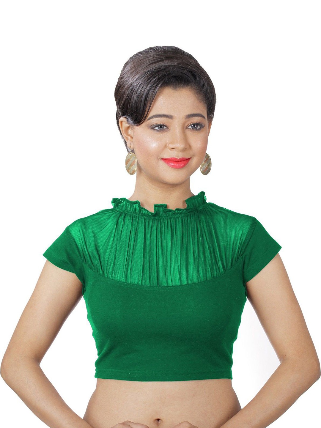 

Abhi Women Short Sleeves Crop Top, Green
