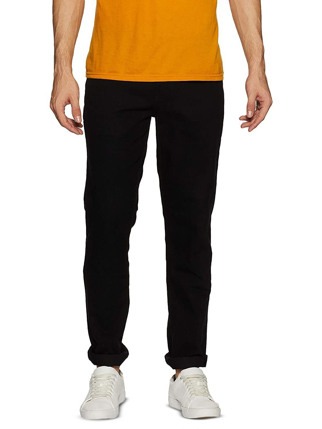 

COMFITS Men Classic Regular Fit Mid-Rise Cotton Jeans, Black