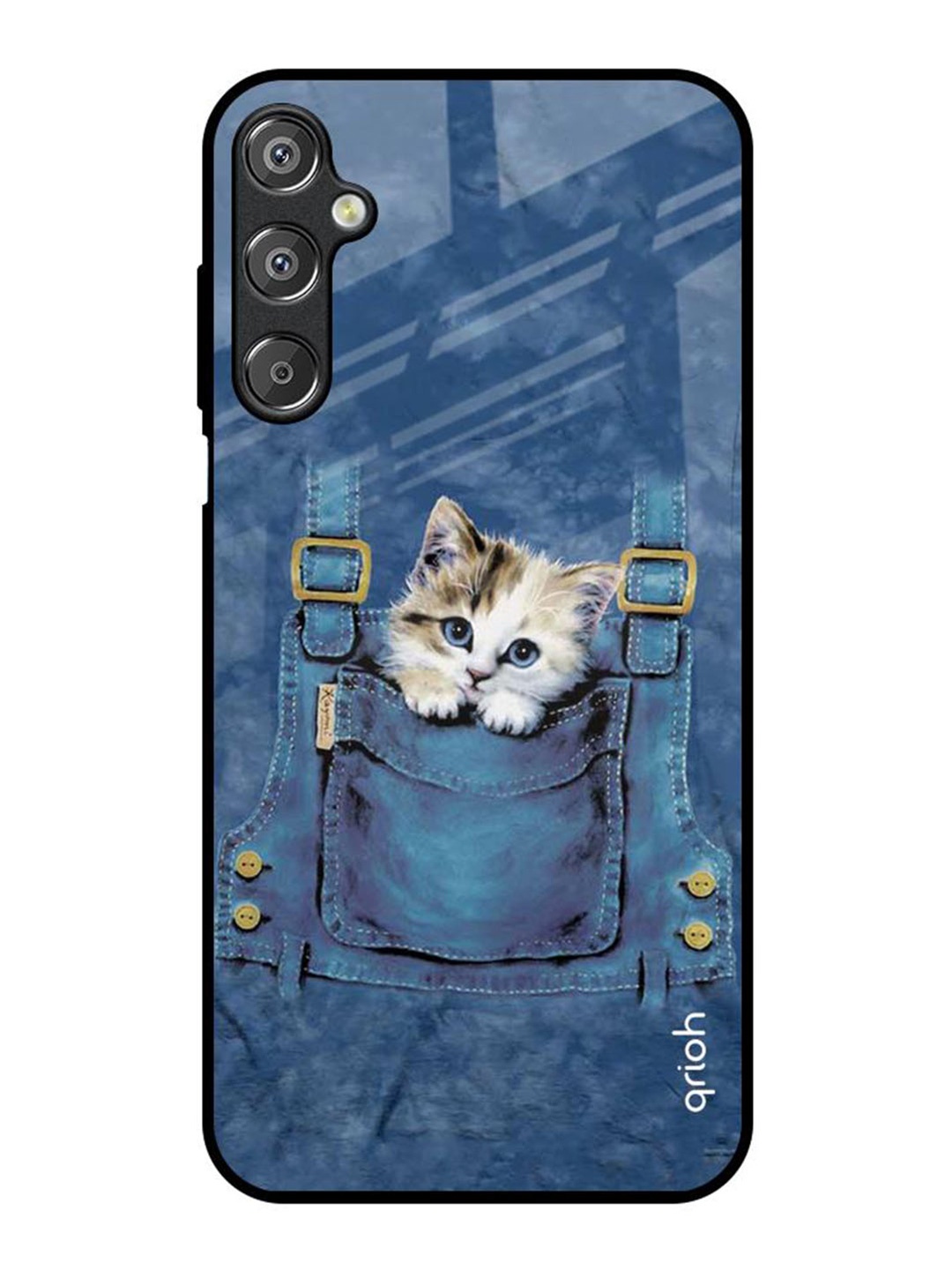 

QRIOH Kitty In Pocket Samsung Galaxy F15 5G Impact Resistant Back Case, Blue