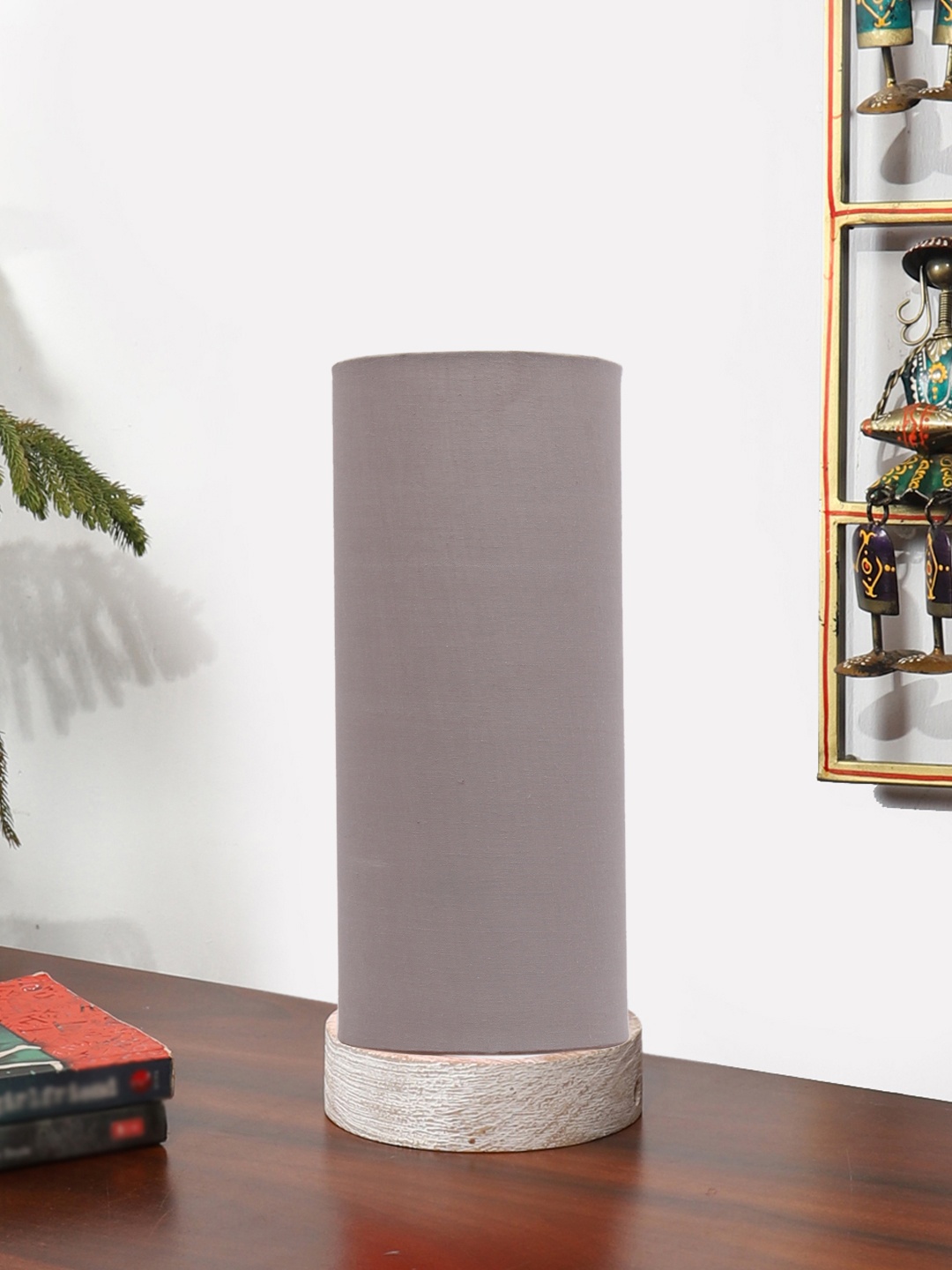 

Devansh Grey Textured Wooden Contemporary Cylindrical Shaped Table Lamp